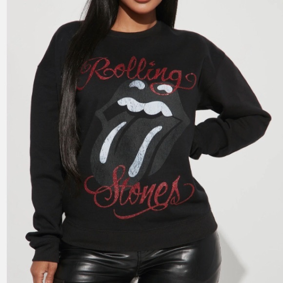 Rolling Stones Black Washed Graphic Sweatshirt - Picture 1 of 5